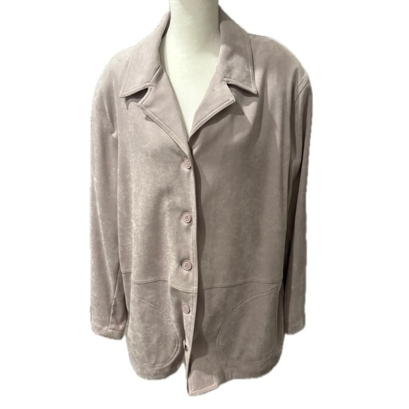Jessica Holbrook Easy Care Lilac Crushed Velvet Jacket Button Down Long Sleeve - Picture 1 of 7